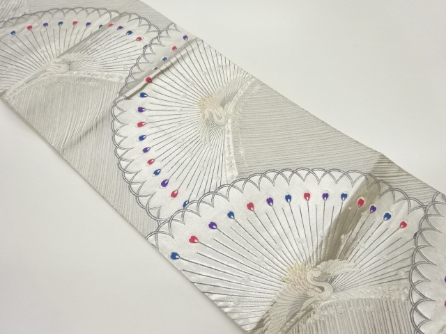 孔雀模様織出し袋帯